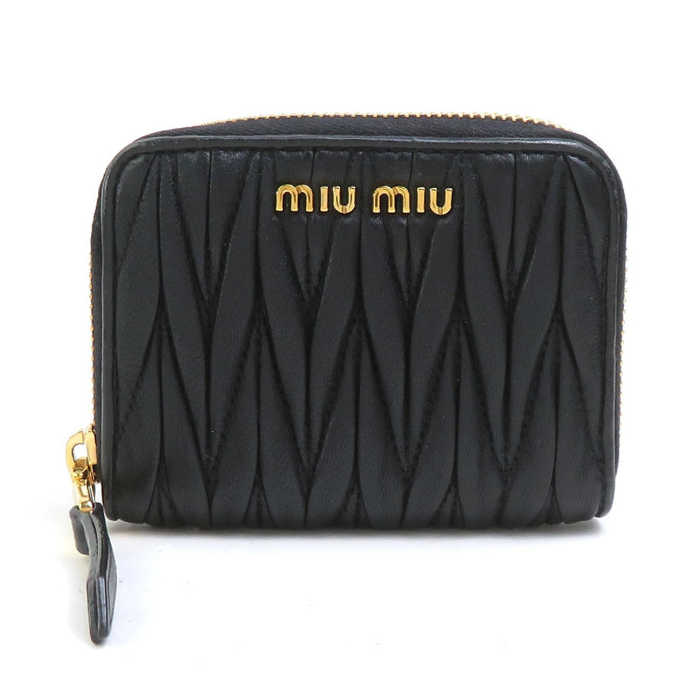 Miu Miu coin case Wallet Matelasse leather black